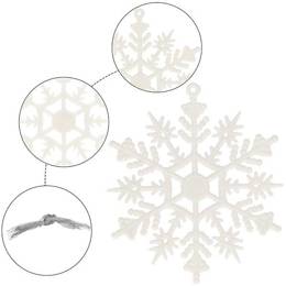 Zawieszka na choinkę śnieżynki 3 szt. ozdoba świąteczna 10 cm biały brokat