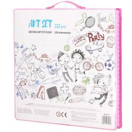 Zestaw artystyczny 258 elem. walizka do malowania dla dzieci z przyborami różowy